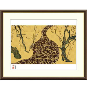 ● 尾形光琳 「紅白梅図」額入り 複製画 高精彩工芸画 額装画 日本画 名画 レプリカ 琳派 京都 最高傑作 国宝 MOA美術館(静岡)所蔵 J2-143 【納期:約1週間】