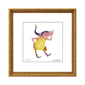 版画 松野和貴 「ウェーザ」 ちょこっと妖精シリーズ 額入り 200角 ジークレー ジグレー版画 額入り 額装絵画 作家直筆サイン 正方形の絵 小さな絵 かわいい こども部屋に