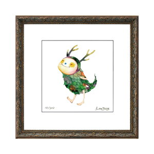 版画 松野和貴 「グロース」 ちょこっと妖精シリーズ 額入り 200角 ジークレー ジグレー版画 額入り 額装絵画 作家直筆サイン 正方形の絵 小さな絵 かわいい こども部屋に