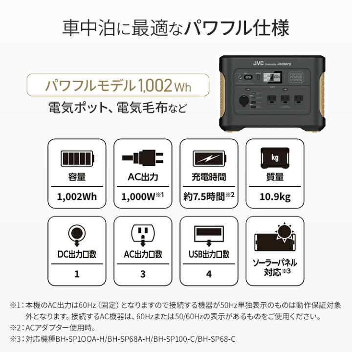 楽天市場】JVC ポータブル電源 パワフルモデル BN-RB10-C 1,002Wh 防災 
