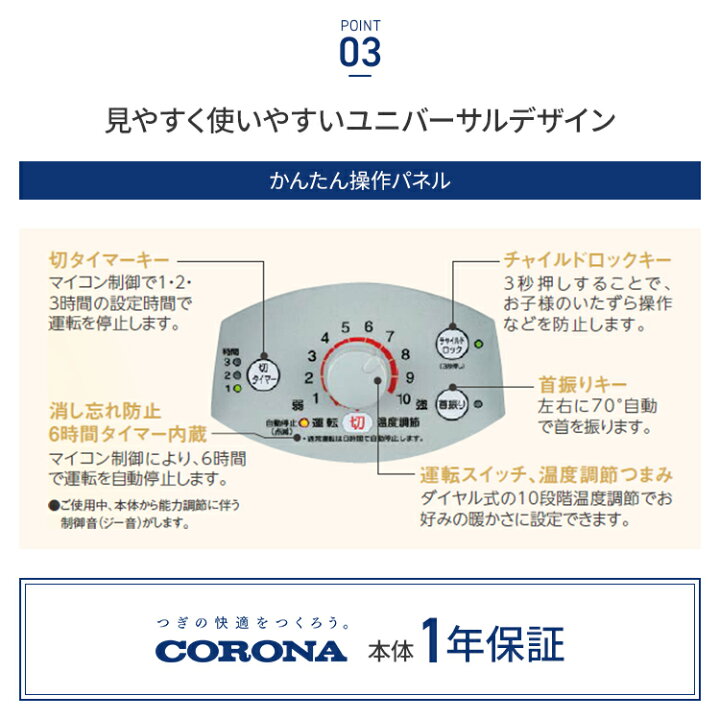 楽天市場】コロナ 遠赤外線暖房機 スリムカーボン 出力 900W グレー 