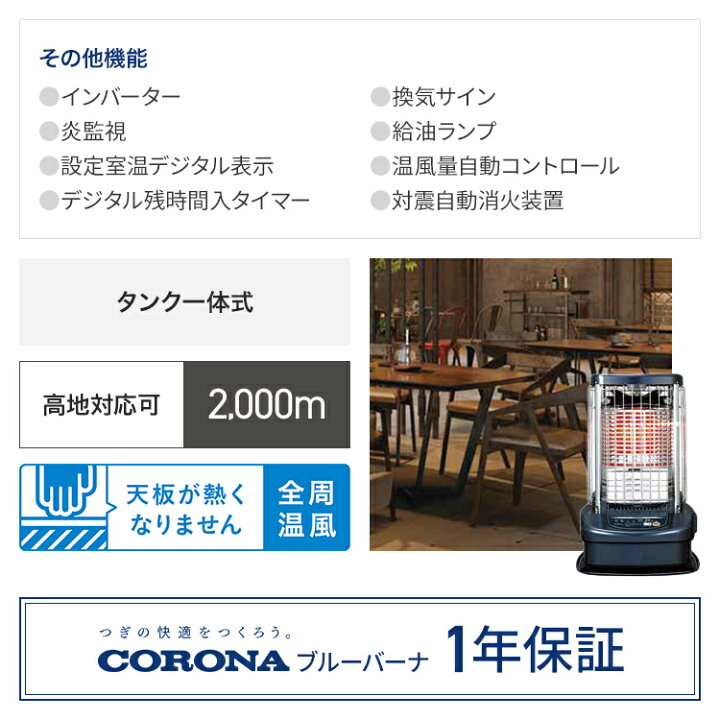 楽天市場】コロナ ブルーバーナ 木造31畳 コンクリート43畳 ブルー 