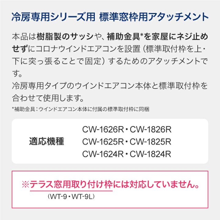 楽天市場】コロナ 冷房専用 窓用エアコン 窓枠用アタッチメント WMA-1 
