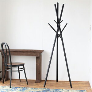 天然木 コートハンガーラック(ブラック)WIS-551-BK 東谷木製 ビーチ ラック 衣類収納 洋服掛け バッグ ショール タオル 帽子 寝室 子供部屋 洗面所 シンプル 欧風