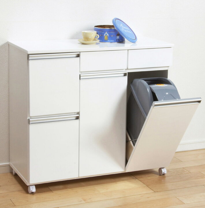 楽天市場】ダストボックス付キッチンカウンター（19L×2・引出し2 