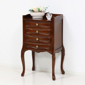 【完成品】ヨーロッパ調 4段チェストクロシオ 28599ルイシリーズ西洋 クラシック 格調 リビング インテリア 引出し 天然木 バロック 装飾 ローマ ロココ フィレンツェ 古典 美術 猫脚 コモ 手彫り仕上げ カブリオールレッグ