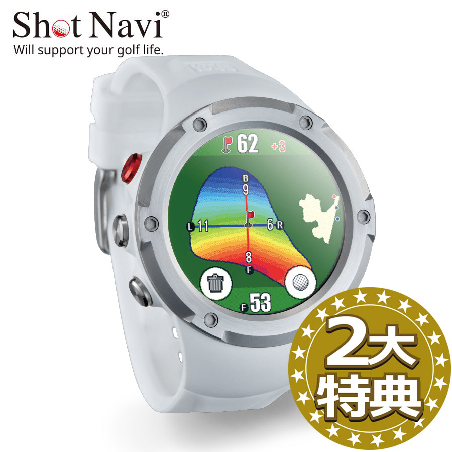《２大特典付》ShotNavi Evolve PRO Touch(ホワイト)ショットナビ エボルブプロタッチ〔ゴルフウォッチ〕タッチパネル 使いやすい 機能充実 カラー アプリ 液晶 特許 スマホ連携 GPSゴルフナビ 日本製 腕時計タイプ（ポイント10倍）