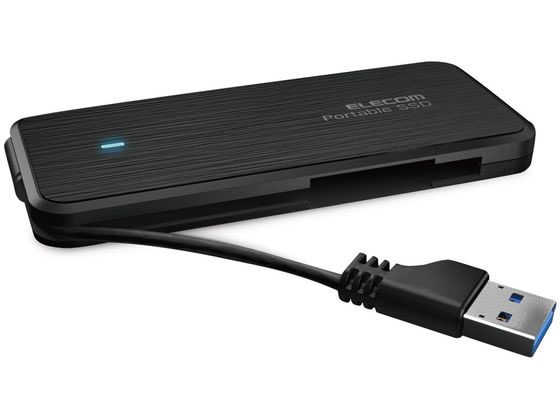 エレコム SSD 最高の 1TB ESD-ECA1000GBKR 軽量 ケーブル一体型 限定品