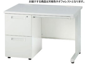 【メーカー直送】イノウエ 片袖机 2段左袖 W1000 フォレスト×ホワイト GSD-W107-2L【代引不可】【組立・設置・送料無料】 スチールデスク ワゴン