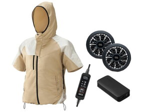 【レビュー投稿で100円OFFクーポン】【お取り寄せ】アイリスオーヤマ クールOUTDOORセットLL半袖フード有ベージュCOHSLL02Be ファン付きウェア スターターセット ファン付きウェア ユニフォーム