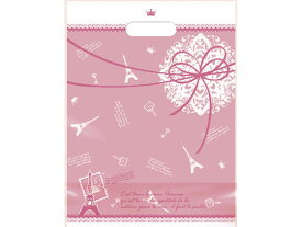 【お取り寄せ】タカ印 デコラパックリーム パリ 大(310×240+120mm) ピンク 50枚 角底袋 紙袋 ラッピング 包装用品