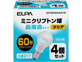 【お取り寄せ】朝日電器 ミニクリプトン電球 60Wクリア4個 EKP100V54LW(C)4P 40W形 ミニクリプトン電球 ランプ