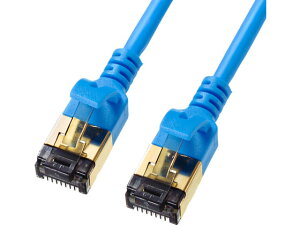 【レビュー投稿で100円OFFクーポン】【お取り寄せ】サンワサプライ カテゴリ8細径LANケーブル ブルー 1m KB-T8SL-01BL LANケーブルカテゴリー8 LANケーブル ケーブル 電源タップ 配線パーツ 家電