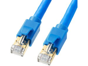 【レビュー投稿で100円OFFクーポン】【お取り寄せ】サンワサプライ カテゴリ8 LANケーブル(ブルー・1m) KB-T8-01BL LANケーブルカテゴリー8 LANケーブル ケーブル 電源タップ 配線パーツ 家電
