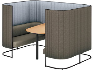 【ポイント10%バック★31日9:59迄】【メーカー直送】コクヨ インフレーム ソファーブース4人用H1350天板薄茶フレーム黒Cグレー【代引不可】【組立・設置・送料無料】セミクローズ型ワーク