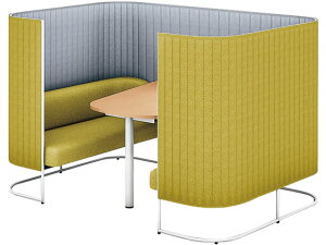 【ポイント10%バック★31日9:59迄】【メーカー直送】コクヨ インフレーム ソファーブース4人用H1350天板薄茶フレーム白OLイエロー【代引不可】【組立・設置・送料無料】セミクローズ型ワー