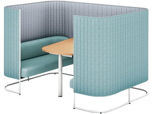 【ポイント10%バック★31日9:59迄】【メーカー直送】コクヨ インフレーム ソファーブース4人用H1350天板薄茶フレーム白ターコイズ【代引不可】【組立・設置・送料無料】セミクローズ型ワー