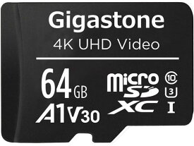 Gigastone microSDXCカード 64GB Class10 GJMX-64GV3A1 microSD SDHCメモリーカード 記録メディア テープ