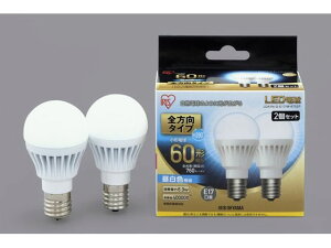【レビュー投稿で100円OFFクーポン】【お取り寄せ】アイリスオーヤマ LED電球 E17 全方向 60形相当 昼白色 2個 LED電球小形 E17 LED電球 直管 ライト 照明器具 家電