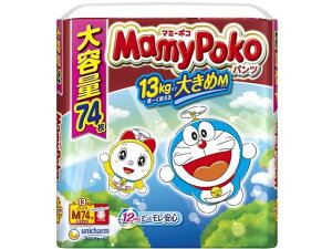 【レビュー投稿で100円OFFクーポン】ユニ・チャーム マミーポコパンツ M 74枚 ドラえもん おむつ オムツ おしりふき ベビーケア