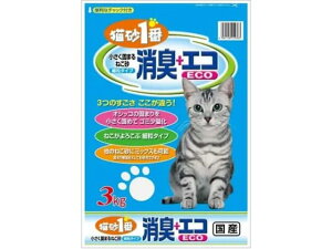 【レビュー投稿で100円OFFクーポン】クニミネマーケティング 猫砂1番 消臭+エコ 3kg 猫砂 シート 猫 キャット用 ペット トイレタリー