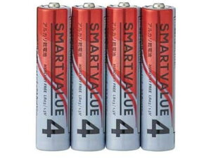 【レビュー投稿で100円OFFクーポン】【お取り寄せ】スマートバリュー アルカリ乾電池 単4×4本 N124J-4P アルカリ乾電池 単4 アルカリ電池 充電池 家電