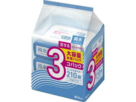 【レビュー投稿で100円OFFクーポン】クレシア スコッティ 流せるウェットタオル 純水 ノンアルコール 70枚 3個パック 手拭き ウェット ティシュ 使いきりタイプ ウェットティッシュ