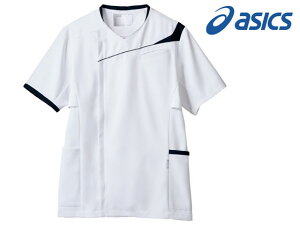 【レビュー投稿で100円OFFクーポン】【お取り寄せ】アシックス スクラブ ホワイト×ネイビー L CHM854-109 スクラブ 医療服 ユニフォーム