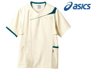 【レビュー投稿で100円OFFクーポン】【お取り寄せ】アシックス スクラブ アイボリー×アクアマリン M CHM854-549 スクラブ 医療服 ユニフォーム