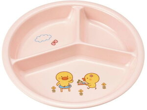 【レビュー投稿で100円OFFクーポン】【お取り寄せ】国際化工 メラミン子供食器 ひよこぐみ 三つ仕切皿小ピンク カヌー型皿 洋食器 キッチン テーブル