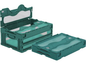 【レビュー投稿で100円OFFクーポン】【お取り寄せ】サンコー フタ一体型折畳コンテナー 559030 マドコンCー30Bグリーン 折りたたみコンテナ 保管 作業