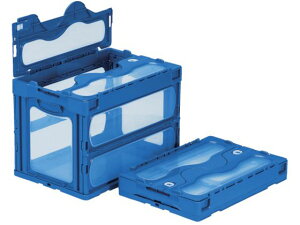 【レビュー投稿で100円OFFクーポン】【お取り寄せ】サンコー フタ一体型折畳コンテナー 559230 マドコンC-60Bブルー 折りたたみコンテナ 保管 作業