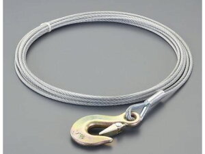 【レビュー投稿で100円OFFクーポン】【お取り寄せ】エスコ ハンドウィンチ用ワイヤー フック付 5mm×4.5m EA989SD-4.5 ウインチ 物流 作業