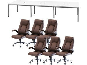 【レビュー投稿で100円OFFクーポン】【メーカー直送】Netforce フリーアドレスデスクロイズチェアセット 6人用 WH/BR【代引不可】【お客様組立】幅 フリーアドレスデスク オフィスデスク 事務