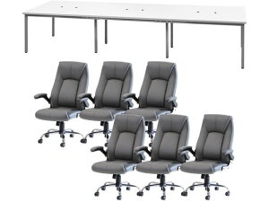 【レビュー投稿で100円OFFクーポン】【メーカー直送】Netforce フリーアドレスデスクロイズチェアセット 6人用 WH/GY【代引不可】【お客様組立】幅 フリーアドレスデスク オフィスデスク 事務