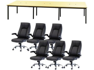 【レビュー投稿で100円OFFクーポン】【メーカー直送】Netforce フリーアドレスデスクロイズチェアセット 6人用 NA/BK【代引不可】【お客様組立】幅 フリーアドレスデスク オフィスデスク 事務