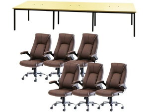 【レビュー投稿で100円OFFクーポン】【メーカー直送】Netforce フリーアドレスデスクロイズチェアセット 6人用 NA/BR【代引不可】【お客様組立】幅 フリーアドレスデスク オフィスデスク 事務