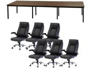 【レビュー投稿で100円OFFクーポン】【メーカー直送】Netforce フリーアドレスデスクロイズチェアセット 6人用 WN/BK【代引不可】【お客様組立】幅 フリーアドレスデスク オフィスデスク 事務