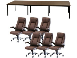 【レビュー投稿で100円OFFクーポン】【メーカー直送】Netforce フリーアドレスデスクロイズチェアセット 6人用 WN/BR【代引不可】【お客様組立】幅 フリーアドレスデスク オフィスデスク 事務