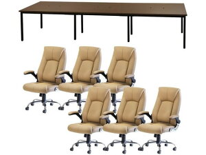 【レビュー投稿で100円OFFクーポン】【メーカー直送】Netforce フリーアドレスデスクロイズチェアセット 6人用 WN/CA【代引不可】【お客様組立】幅 フリーアドレスデスク オフィスデスク 事務