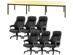 【レビュー投稿で100円OFFクーポン】【メーカー直送】Netforce フリーアドレスデスクランディチェアセット 6人用 NA/BK【代引不可】【お客様組立】幅 フリーアドレスデスク オフィスデスク 事