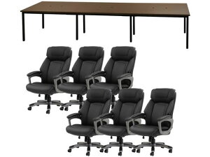 【レビュー投稿で100円OFFクーポン】【メーカー直送】Netforce フリーアドレスデスクランディチェアセット 6人用 WN/BK【代引不可】【お客様組立】幅 フリーアドレスデスク オフィスデスク 事