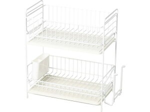 【レビュー投稿で100円OFFクーポン】【お取り寄せ】パール金属 珪藻土トレー水切りラック2段スリム ホワイト HB-4988 水切りバスケット カゴ 清掃 衛生 水廻り 厨房 キッチン