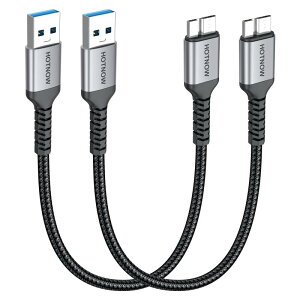 HOTNOW �Z�� USB A to Micro B �P�[�u�� 30cm 2�{�A�O�t��hdd �P�[�u�� USB3.0 10Gbps�����f�[�^�]��