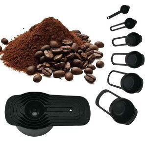 WKMRH 計量スプーン,プロテイン スプーン,ミルクパウダースプーン コーヒースプーン 容量刻印 計量サポート 軽量スプーン ベーキング用品,黒