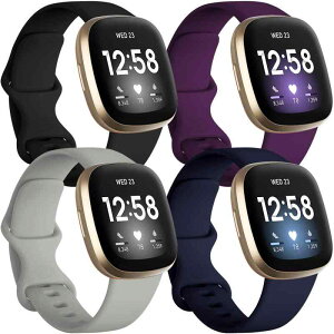 Getino Fitbit Sense/Versa�o���h ���f�B�[�X �����Y �V���R���X�|�[�c�A�N�Z�T���[ Sense 2/Versa 3/4�E�H�b�`�p S �u���b�N/�l�C�r�[/�v����/�O���[