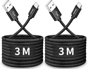 USB Type C �P�[�u���y3m 2�{�zCLEEFUN �}���[�d �^�C�v C �P�[�u�� ���� �����f�[�^�]�� �R�[�h �^�C�vc �f���h�~ �i�C�����҂� iPhone 17/16/15 Pro Max�AGalaxy S26/S25/S24/S23 Ul