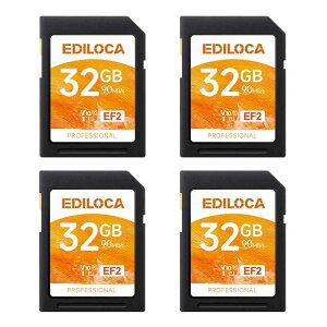 Ediloca EF2�y4���Z�b�g�z32GB SD�J�[�h UHS-I Class10 U1 V10 ���� �ő�ǎ摬�x 90MB/s �ő发�����x 20MB/s �������J�[�h 4K/�t��HD�Ή�