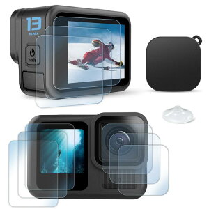 FitStill �����K���X�t�B�����Z�b�g�y9���z �ɓK�pGo Pro Hero 13 Black �A���`�X�N���b�` | ���C����ʗp3�� + �T�u��ʗp3��+LED�ی�t�B����3��+�V���R�������Y�ی�J�o�[1��