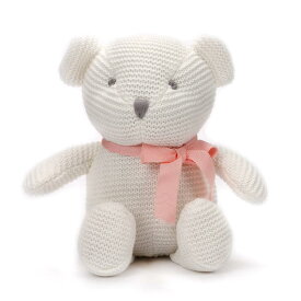 FLUFFYFUN 100% オーガニックコットン くま ぬいぐるみ 赤ちゃん用 ファーストトイ 0歳 16cm ホワイト